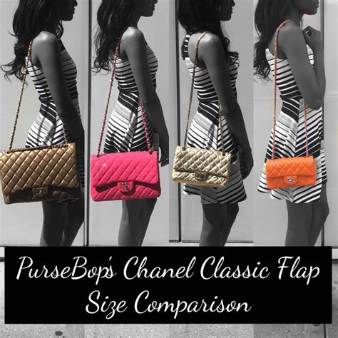 chanel classic flap bag size comparison|chanel bag size chart.